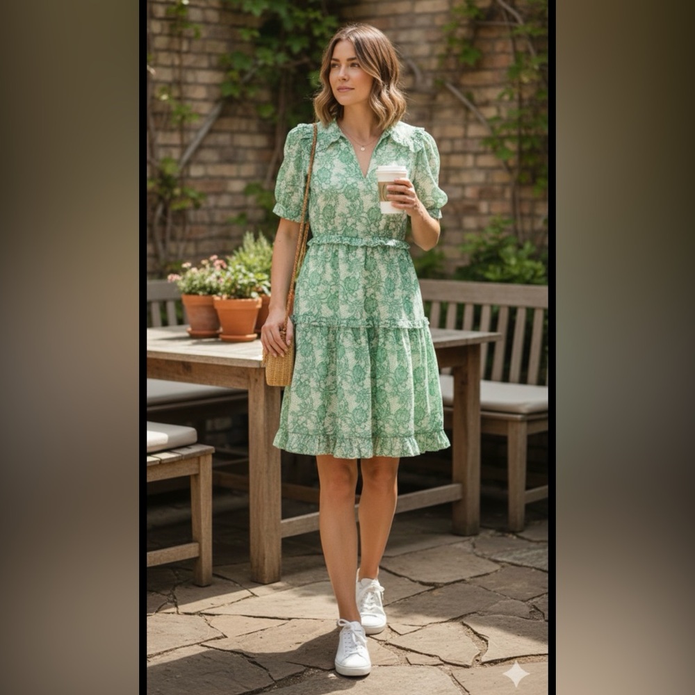 J. Crew Green Lace Midi Dress